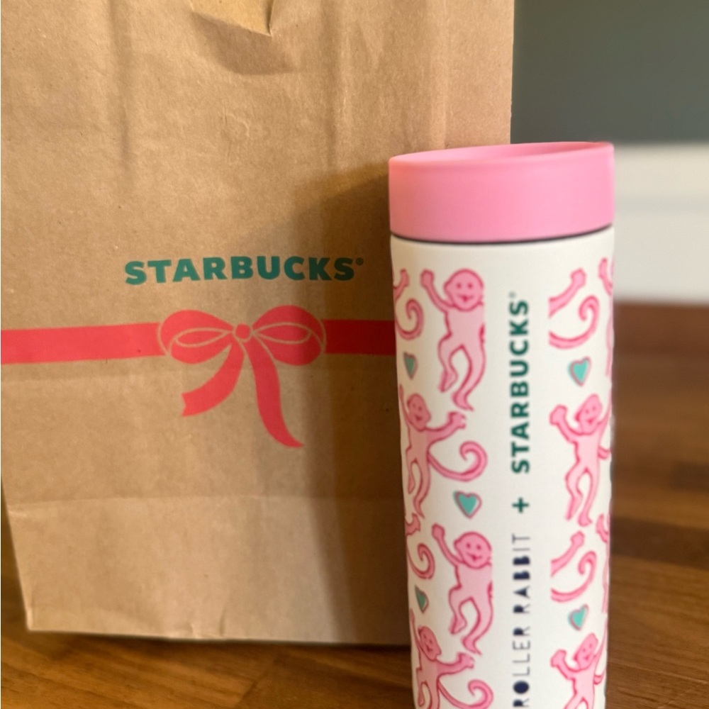 Starbucks Pink and White Roller Rabbit Tumbler